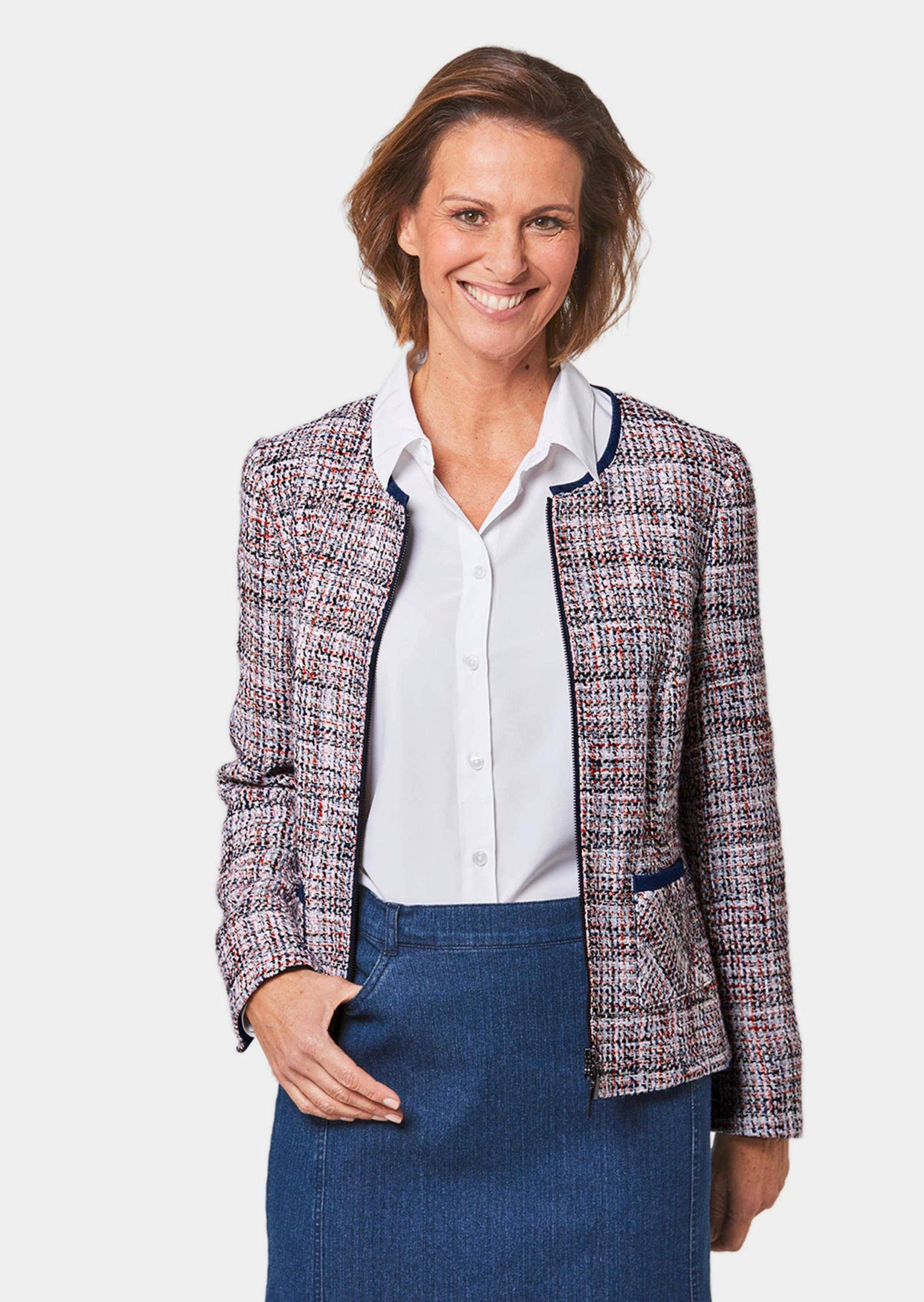 Jerseyblazer Edler Bouclé-Blazer mit Jeanspaspel
