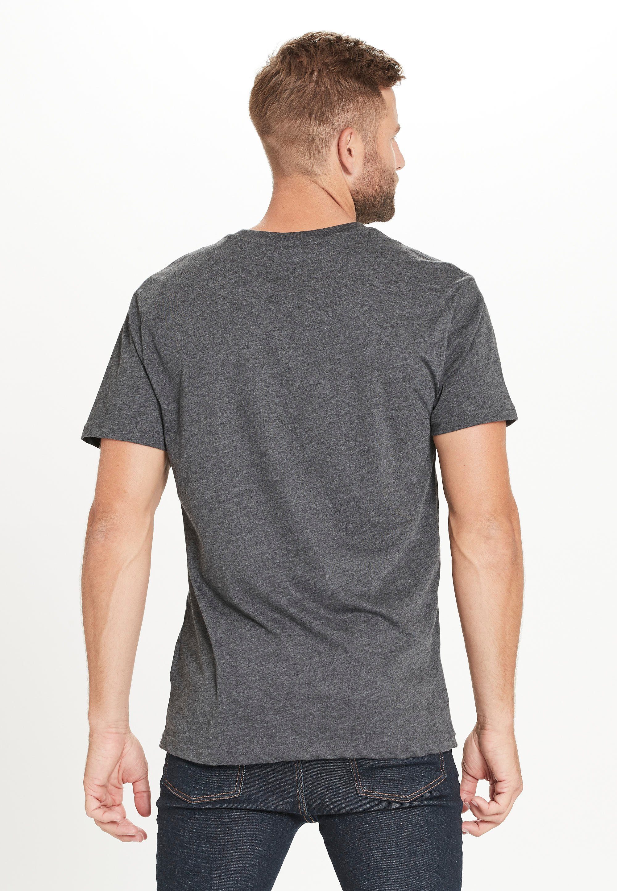 Baumwolle CRUZ Highmore aus reiner T-Shirt dunkelgrau-meliert