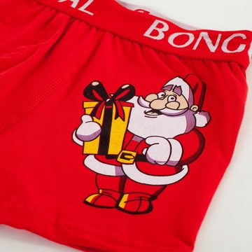 Bongual Boxershorts 2 Stück Retroshorts Santa Claus Motiv Weihnachtsunterhose Baumwollmischung