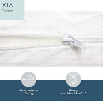 Topper XIA Matratzentopper aus 3 Schichten, Essence Sleep, 5 cm hoch, Topper in 90 x 200, 140 x 200, 160 x 200. Abnehmbarer Reisverschluss
