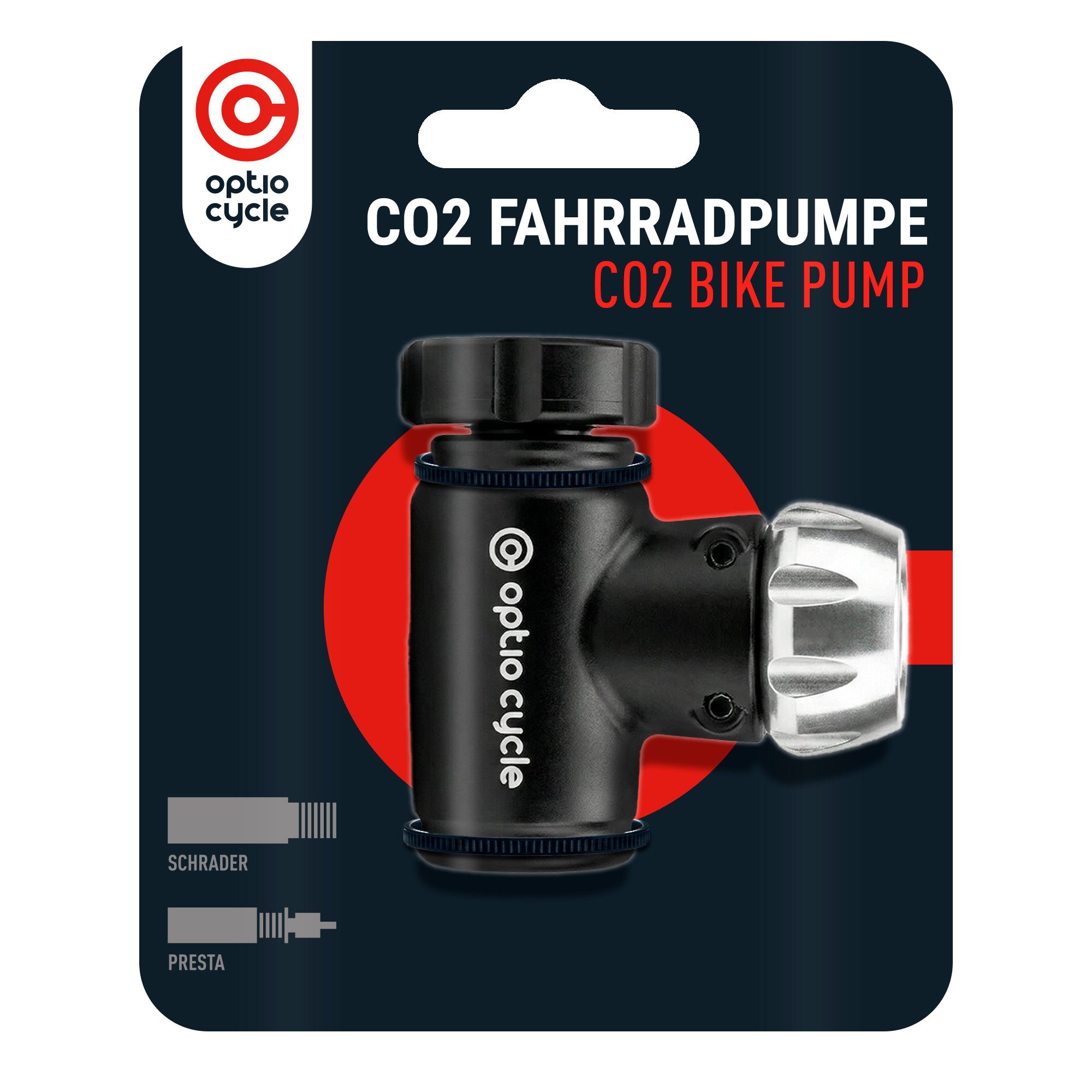 Optio Cylce CO2-Pumpe Optio Cycle CO2 Pumpe Fahrrad Inflator Presta, Schrader