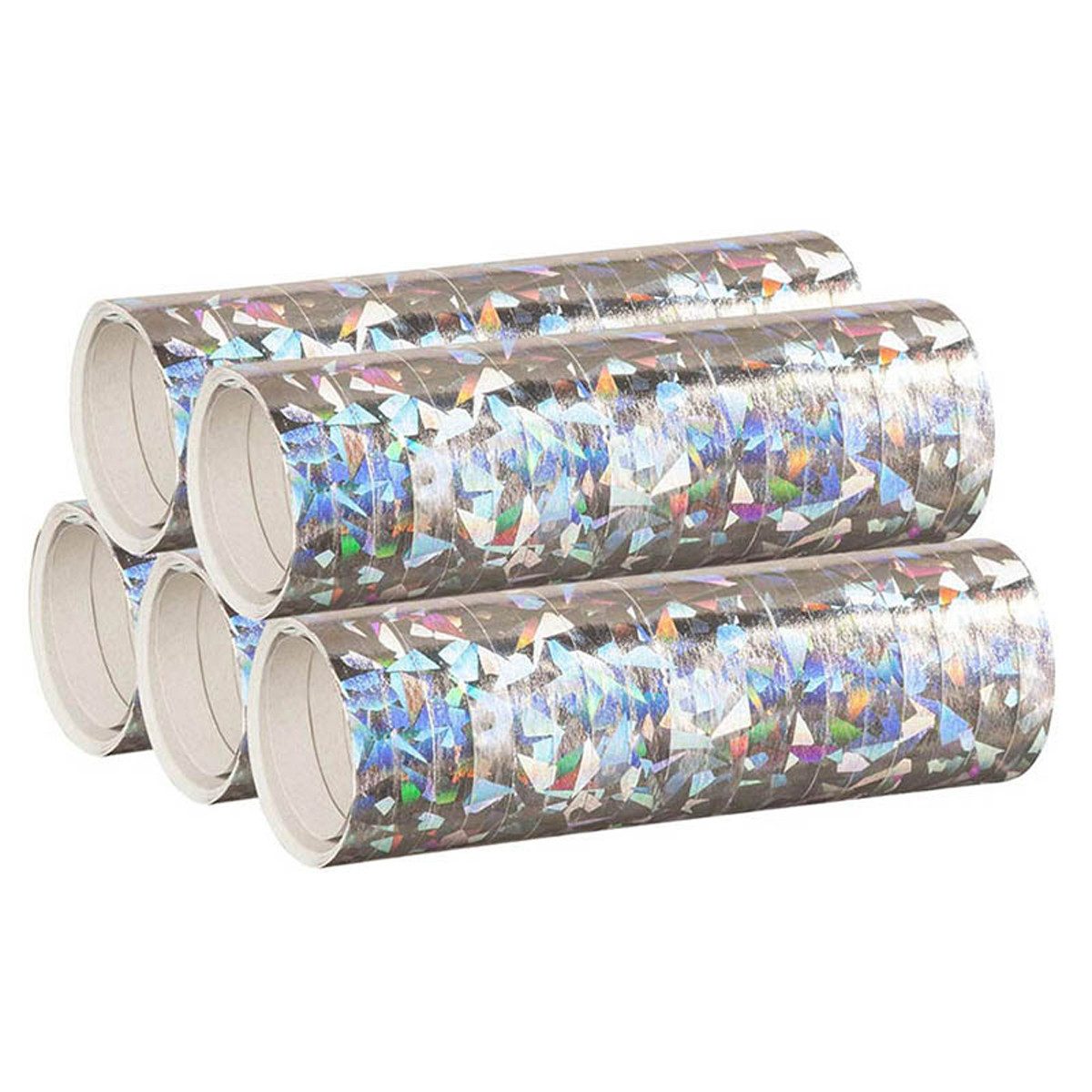 Party Marty Luftschlange Luftschlangen 'Holografisch' 4m / 5 Rollen, Silbe