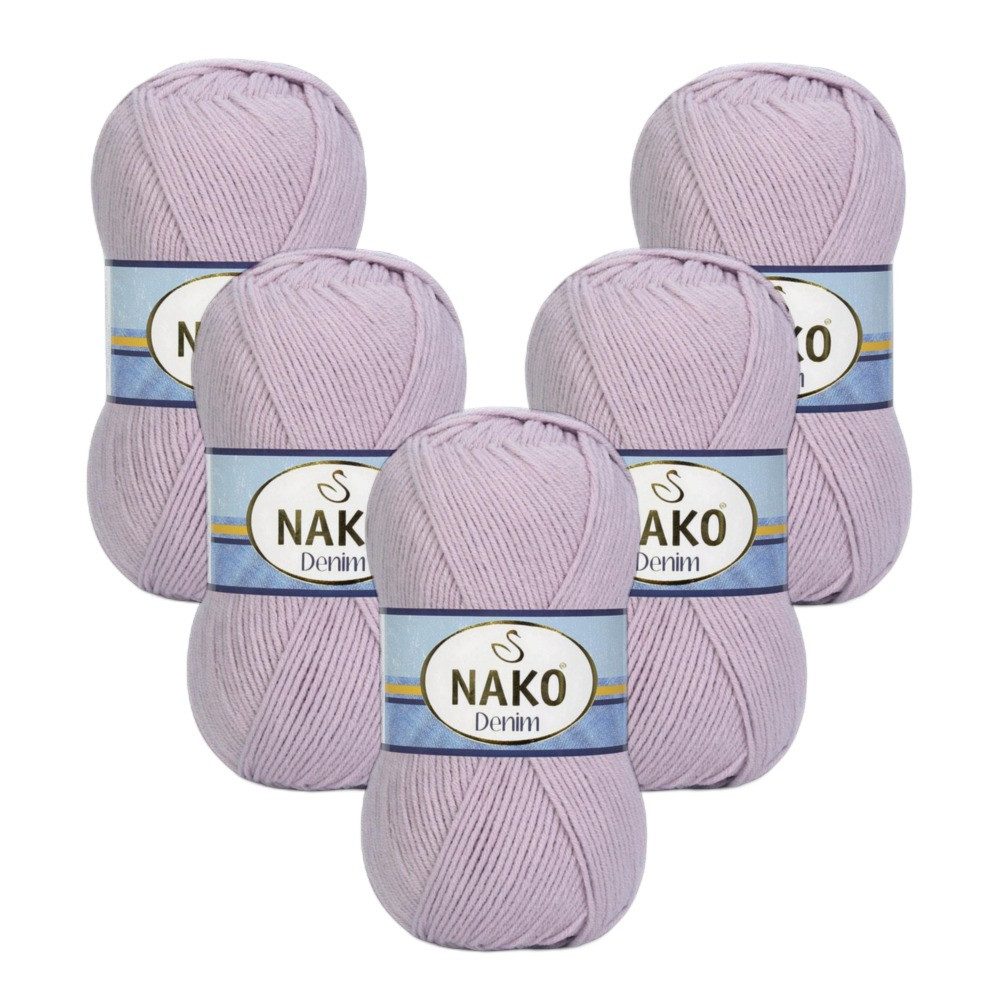 NAKO 5 x NAKO Denim Häkelwolle, 200 m, Jeansoptik,Strickgarn,Häkelgarn