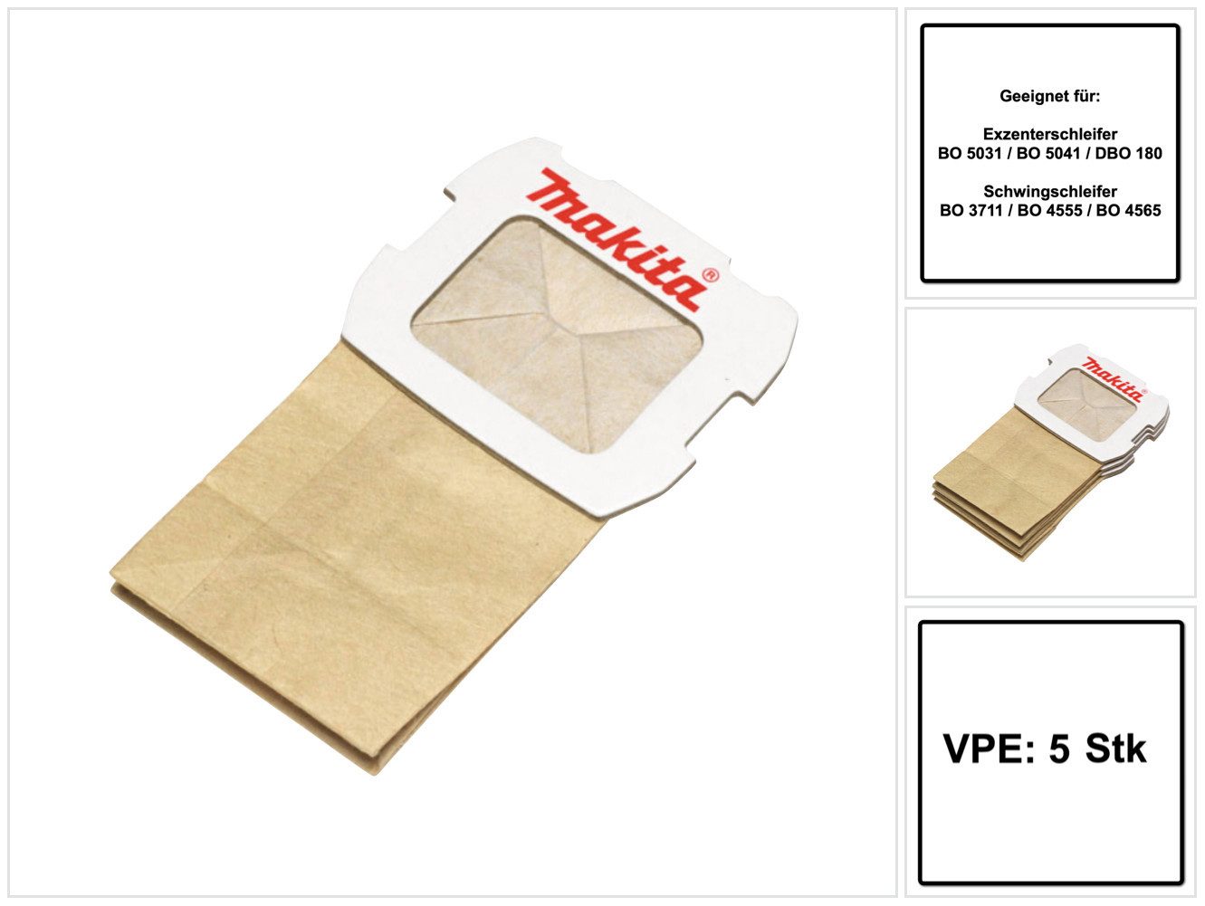 Makita Fangkorb Staubsack aus Papier 5 Stk. (194746-9) für Exzenterschleifer BO von Makita