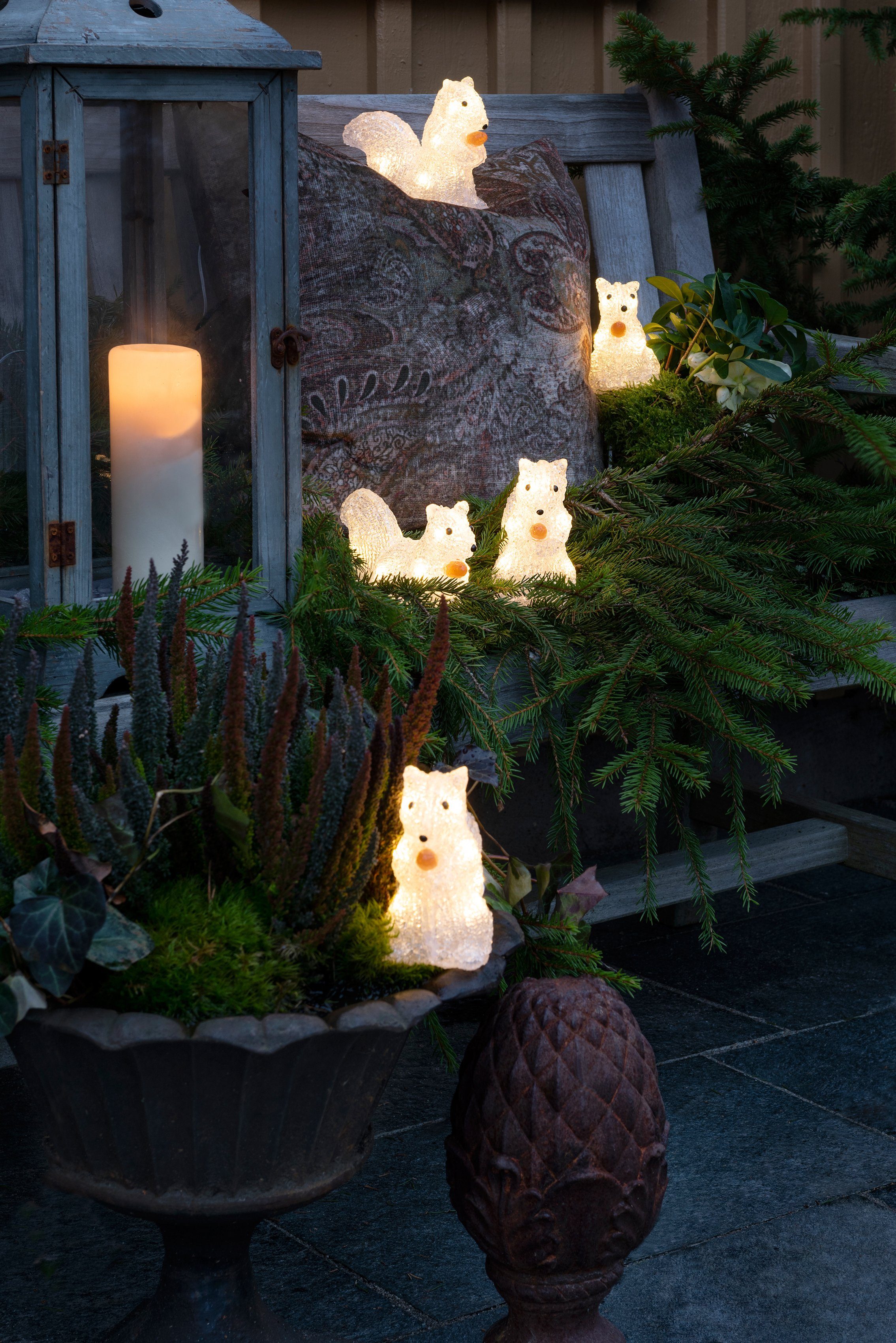 KONSTSMIDE LED-Lichterkette Eichhörnchen, Weihnachtsdeko aussen, Dioden 40 mit warmweissen