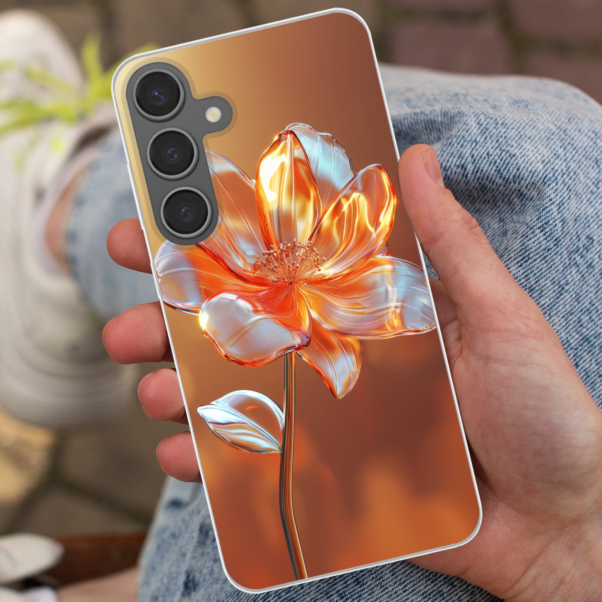 MuchoWow Handyhülle für Samsung Galaxy S24 Plus Gläser - Blume - Sonnenlicht, Phone Case, Silikon, Schutzhülle Dünn