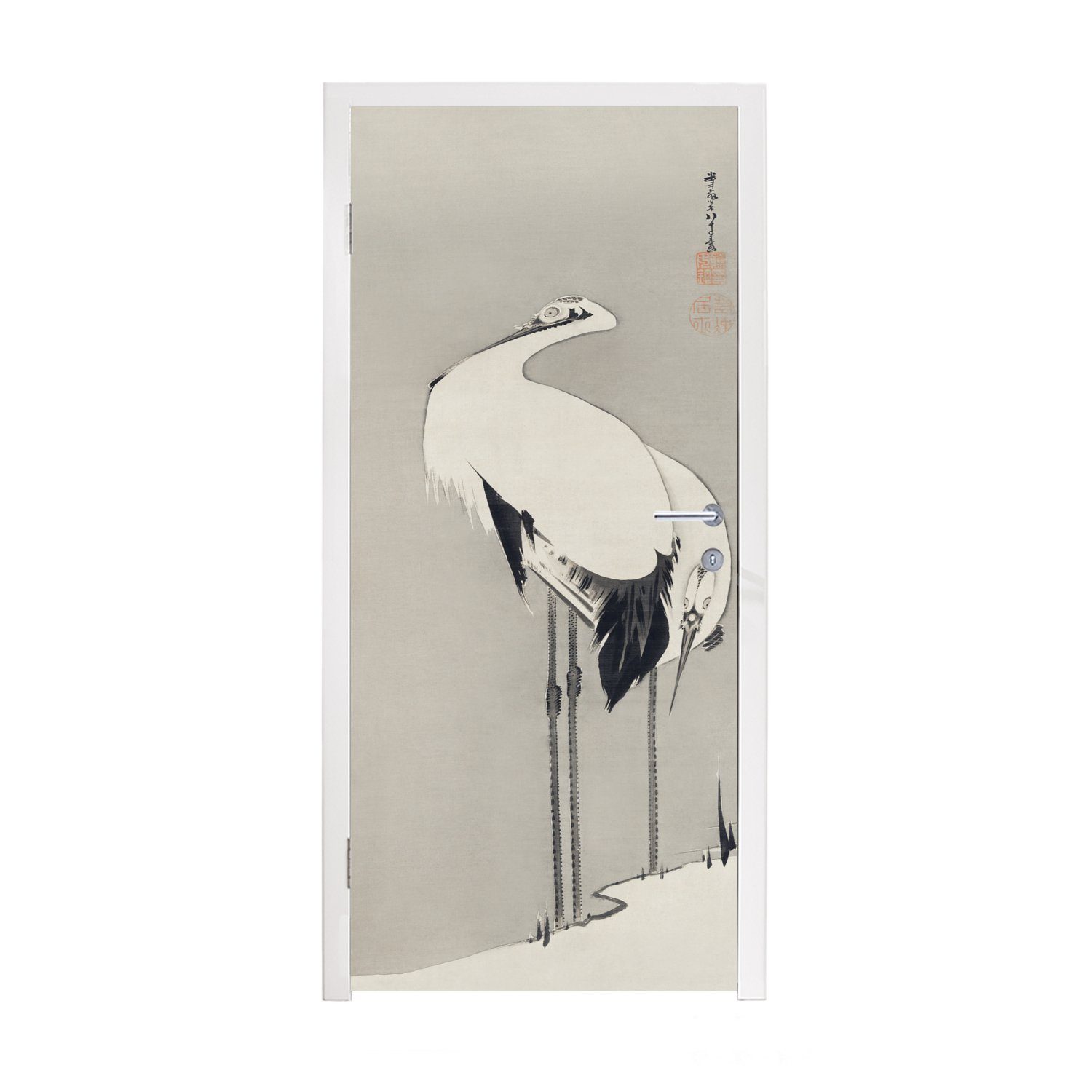 MuchoWow Türtapete Rotscheitelkranich - Itō Jakuchū, Matt, bedruckt, (1 St), Fototapete für Tür, Türaufkleber, 75x205 cm