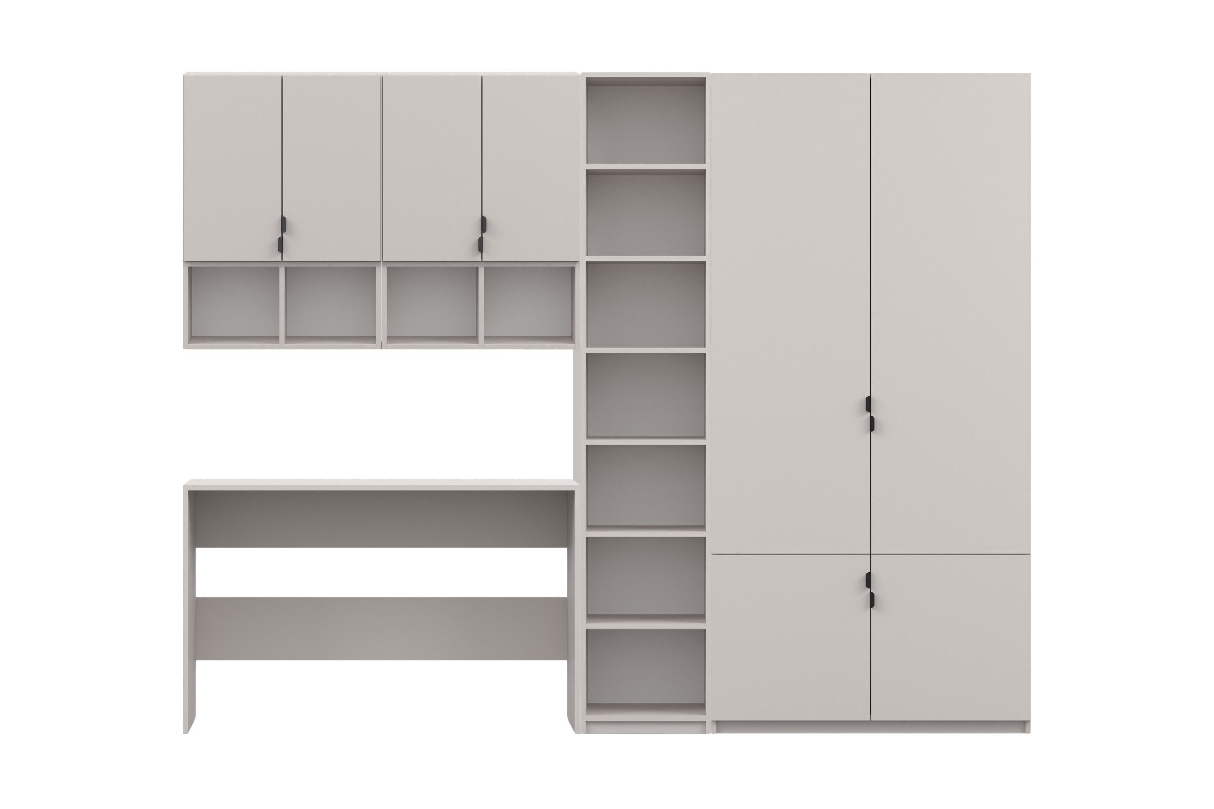 Deine Möbel 24 Jugendzimmer-Set MANO A Kinderzimmer-Set in Kaschmir, modern & viel Stauraum, (Set, 4-tlg., Jugendzimmerwand), Jugendzimmer Set Kleiderschrank Schreibtisch Hängeschränke Regal