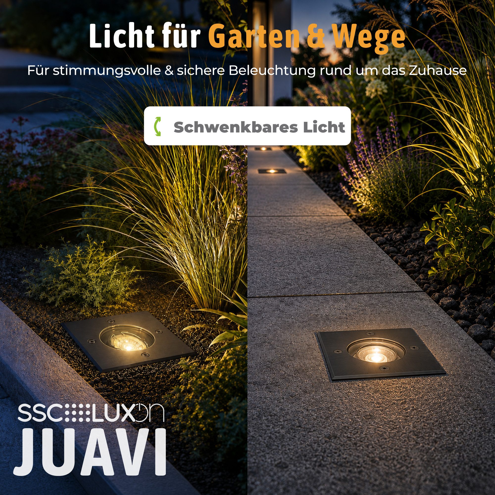 SSC-LUXon LED Gartenstrahler JUAVI schwarze Bodenleuchte Einbau mit GU10 WiFi 4W App, Smart