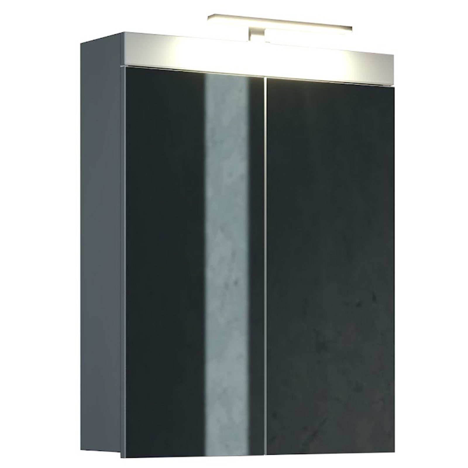 trendteam Spiegelschrank Amanda Badschrank LED-Aufbauleuchte Badspiegel Wandspiegel Weiß 60x77x17cm
