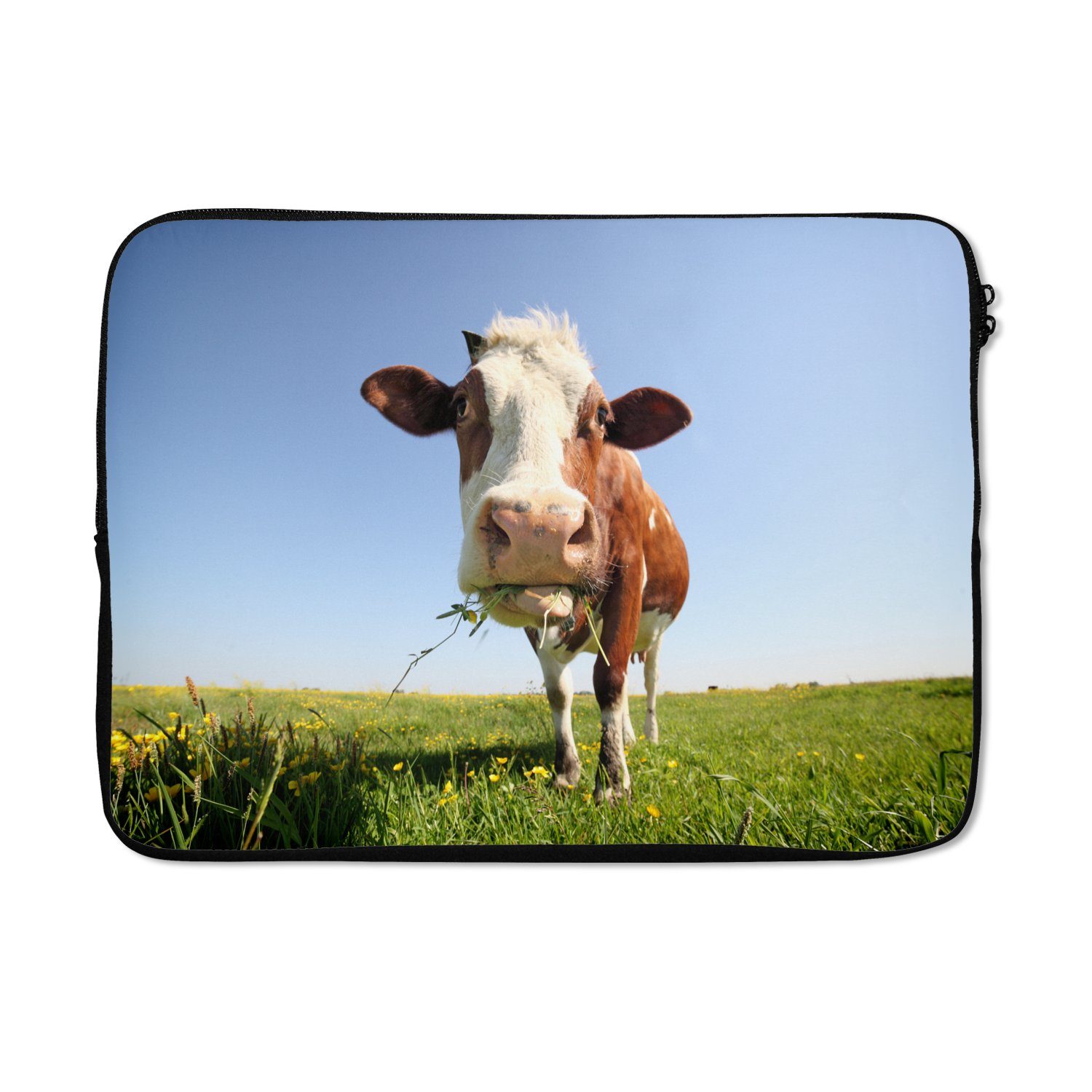 Laptop-Hülle Kuh - Tiere - Blumen - Gras