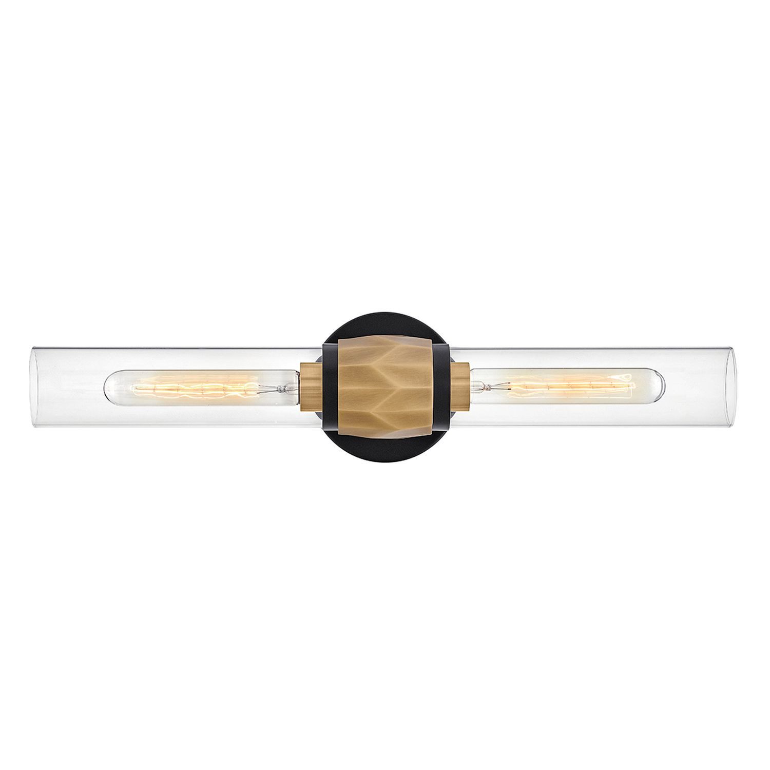 Licht-Erlebnisse Wandleuchte GRETA, ohne Leuchtmittel, Metall Glas E27 IP44 56,5 cm breit in Schwarz Messing Antik 2-flammig