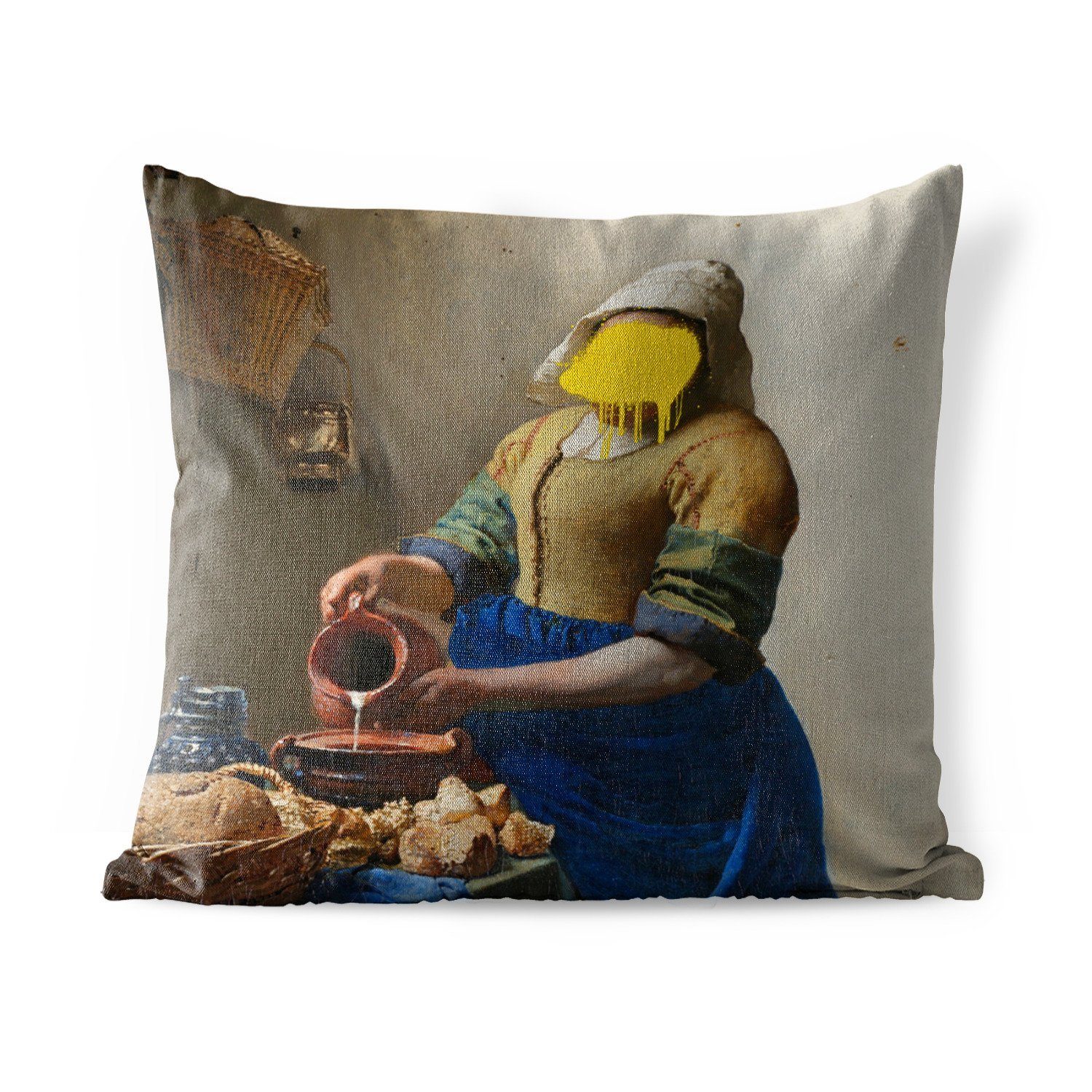 MuchoWow Dekokissen Das Milchmädchen - Vermeer - Kunst, Kissenbezüge, Kissenhülle, Dekokissen, Dekokissenbezug, Outdoor