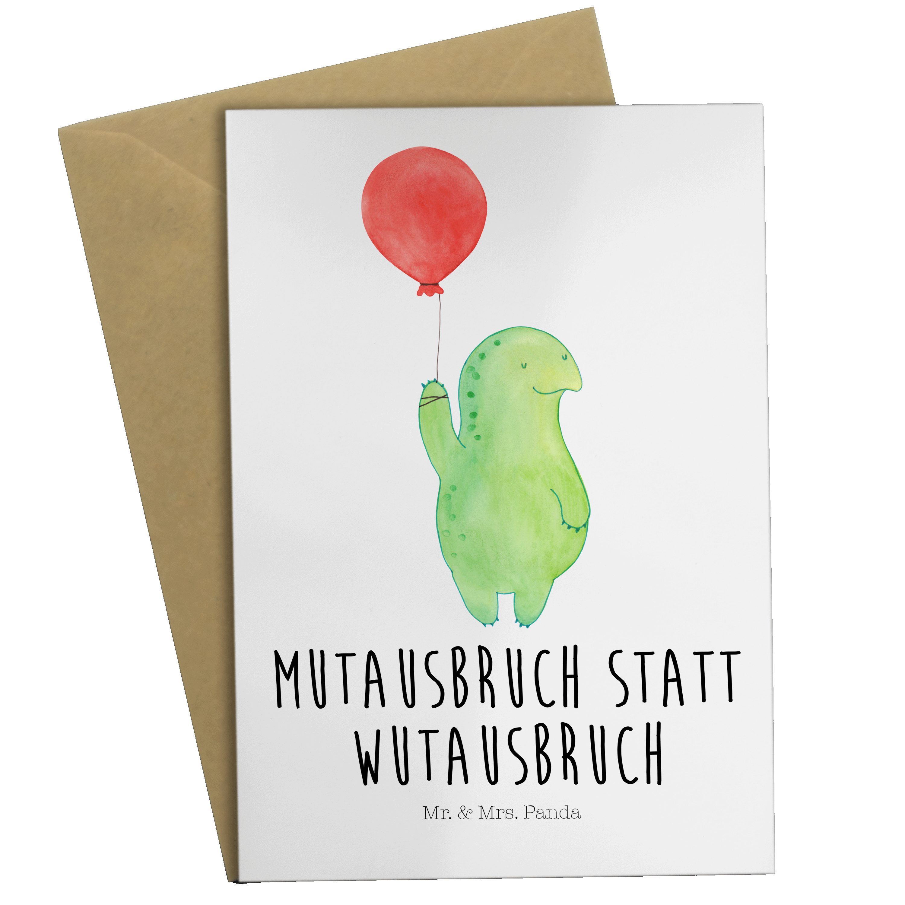 Mr. & Schildkröte Panda Mrs. - Weiß Grußkarte Luftballon Mutausbruch - Hochzeitskarte, Geschenk