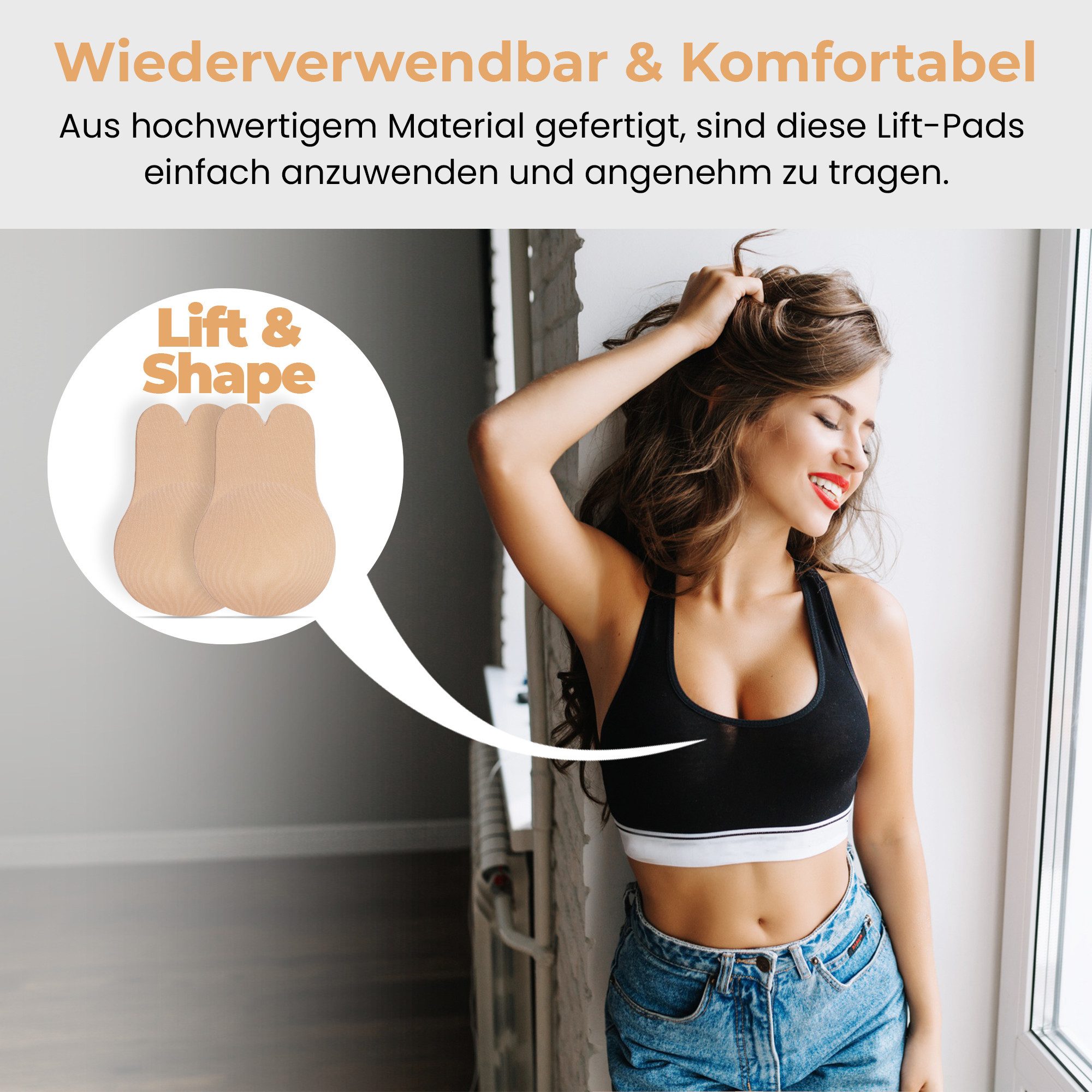 Dilara BH-Einlagen Rabbit Glue Bra 2er Set, Klebe Hase Push-Up BH trägerlos & rückenfrei, mit handaufgetragenem Kleber & Wiederverwendbar