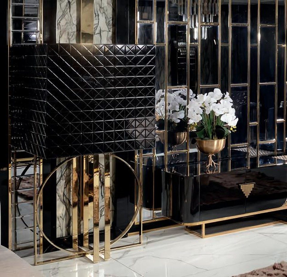 Xlmoebel Vitrine Moderner Luxus Vitrinenschrank aus Edelstahl und Holz Made in Europa
