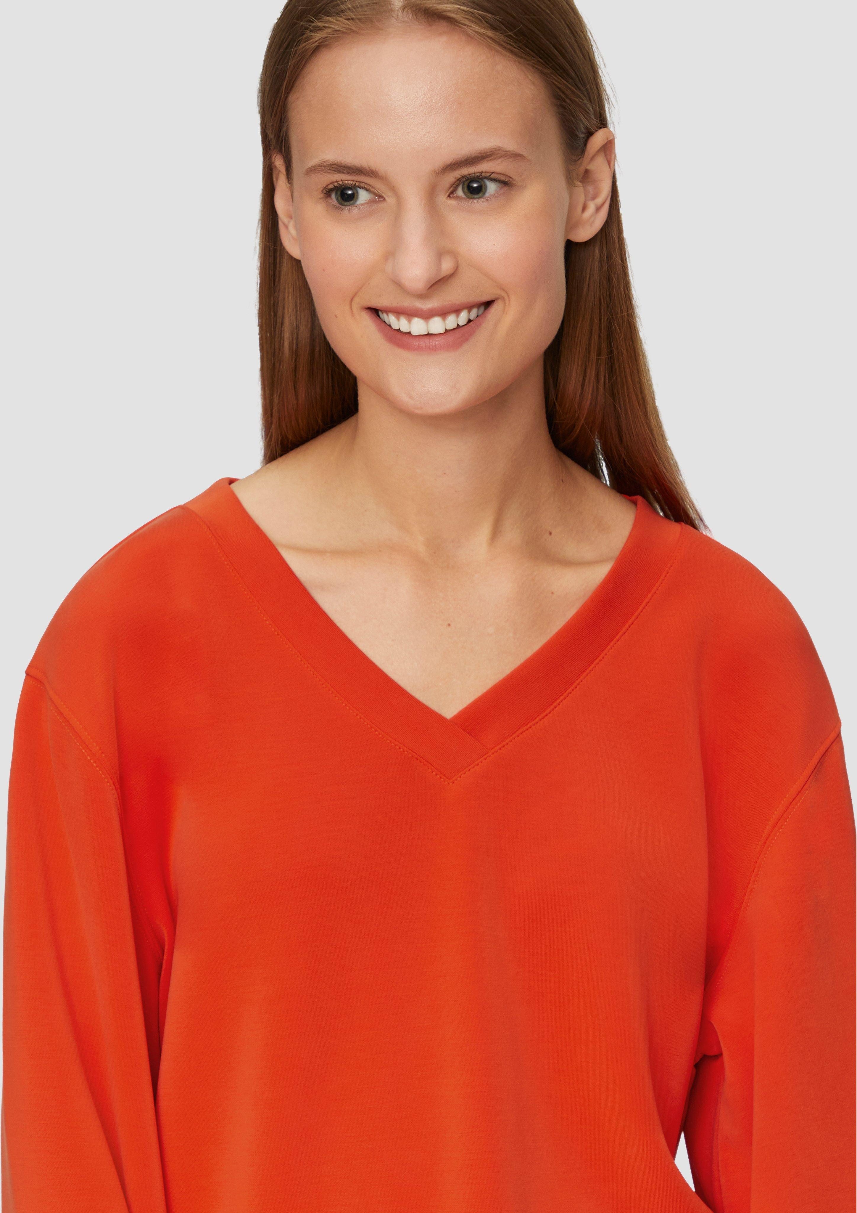 s.Oliver Sweatshirt Scuba-Sweatshirt mit V-Ausschnitt günstig online kaufen