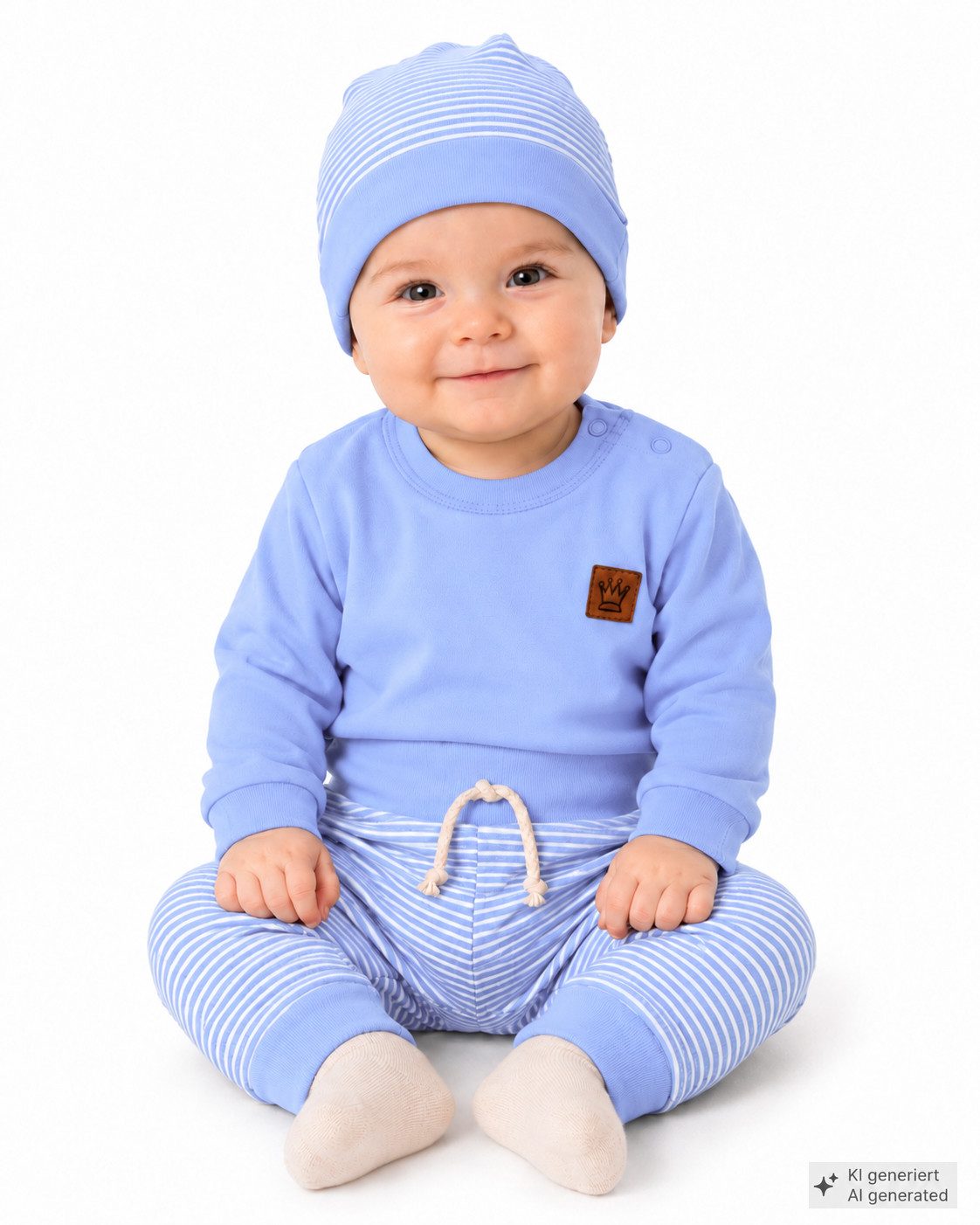 La Bortini Erstausstattungspaket Baby Anzug Langarmshirt Hose Mütze Socken neutral in braun (4-teilig, weich, für Jungen und Mädchen, Erstlingsset für Neugebore – Bild 2 von 2