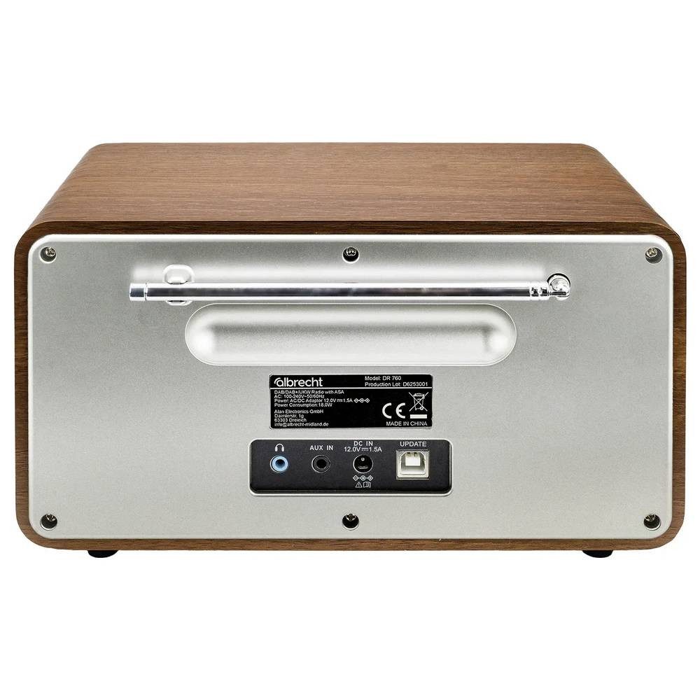 Albrecht DR 760 Tischradio DAB+, UKW DAB+, AUX, Bluetooth® Echtholzgehäuse, Radio (Echtholzgehäuse, Inkl. Lautsprecherbox)
