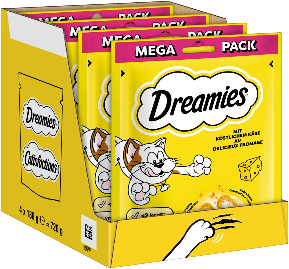 Dreamies DREAMIES™ Käse 4 x 180g, Snack für: Katze