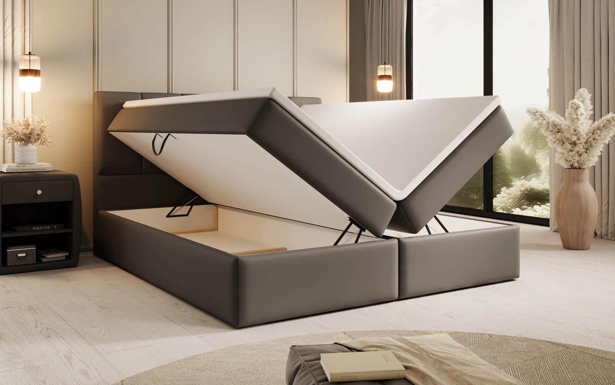 Luxusbetten24 Boxspringbett Aurelia Kunstleder, mit Stauraum günstig online kaufen