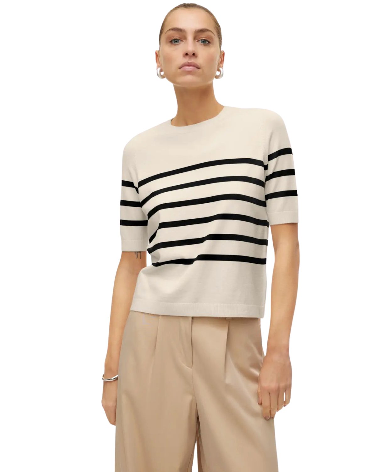 Vero Moda Kurzarmpullover moderner Pullover mit Streifenmuster günstig online kaufen