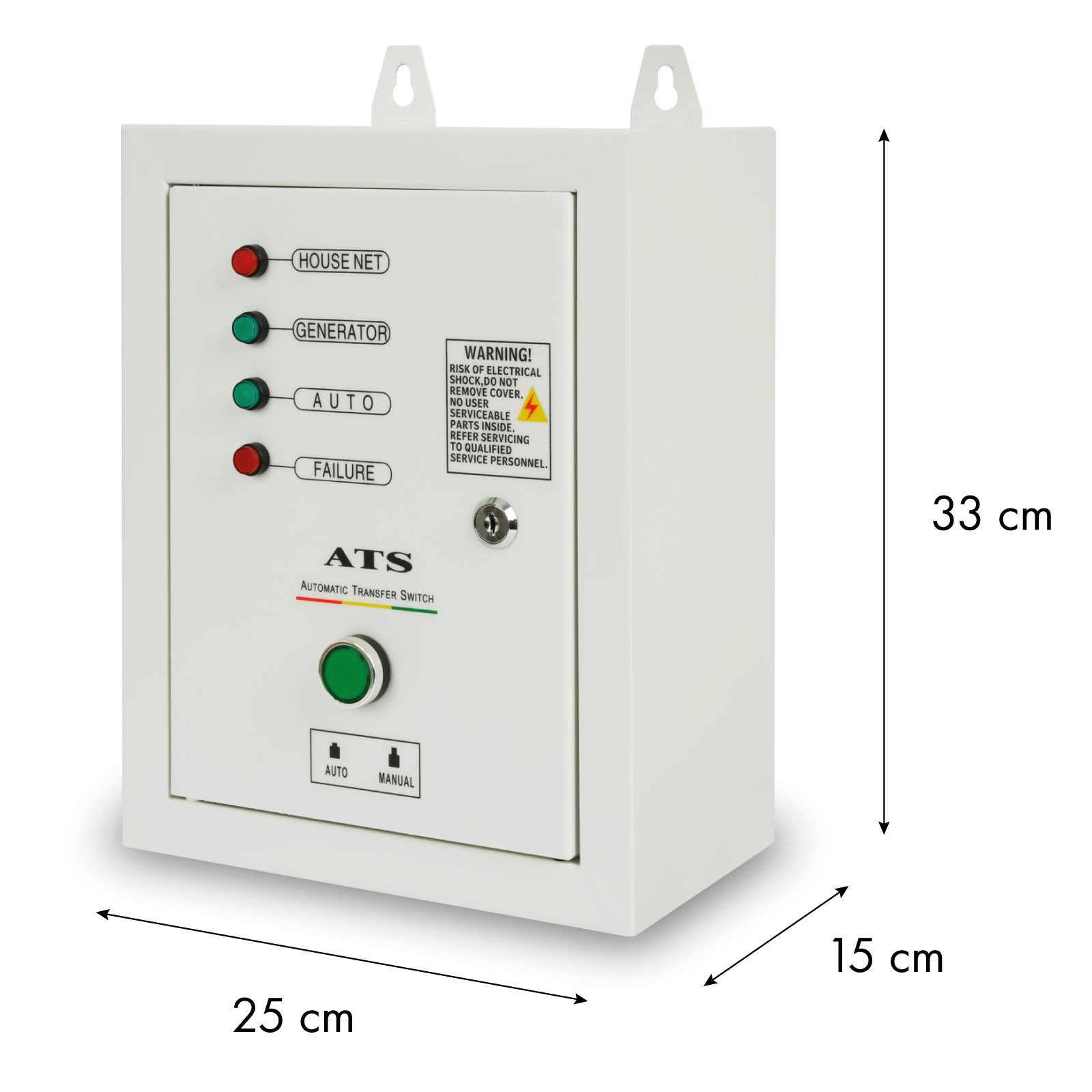 EBERTH Stromerzeuger ATS Notstromautomatik bis 10kW, 3 Phasen, 400V, (1-tlg), zur Einspeisung in das Hausnetz, 1,5m Steuerkabel inklusive