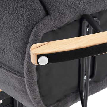 Tongtong Schaukelstuhl mit hoher Rückenlehne, Freizeitstuhl, Einzelsofastuhl, grau