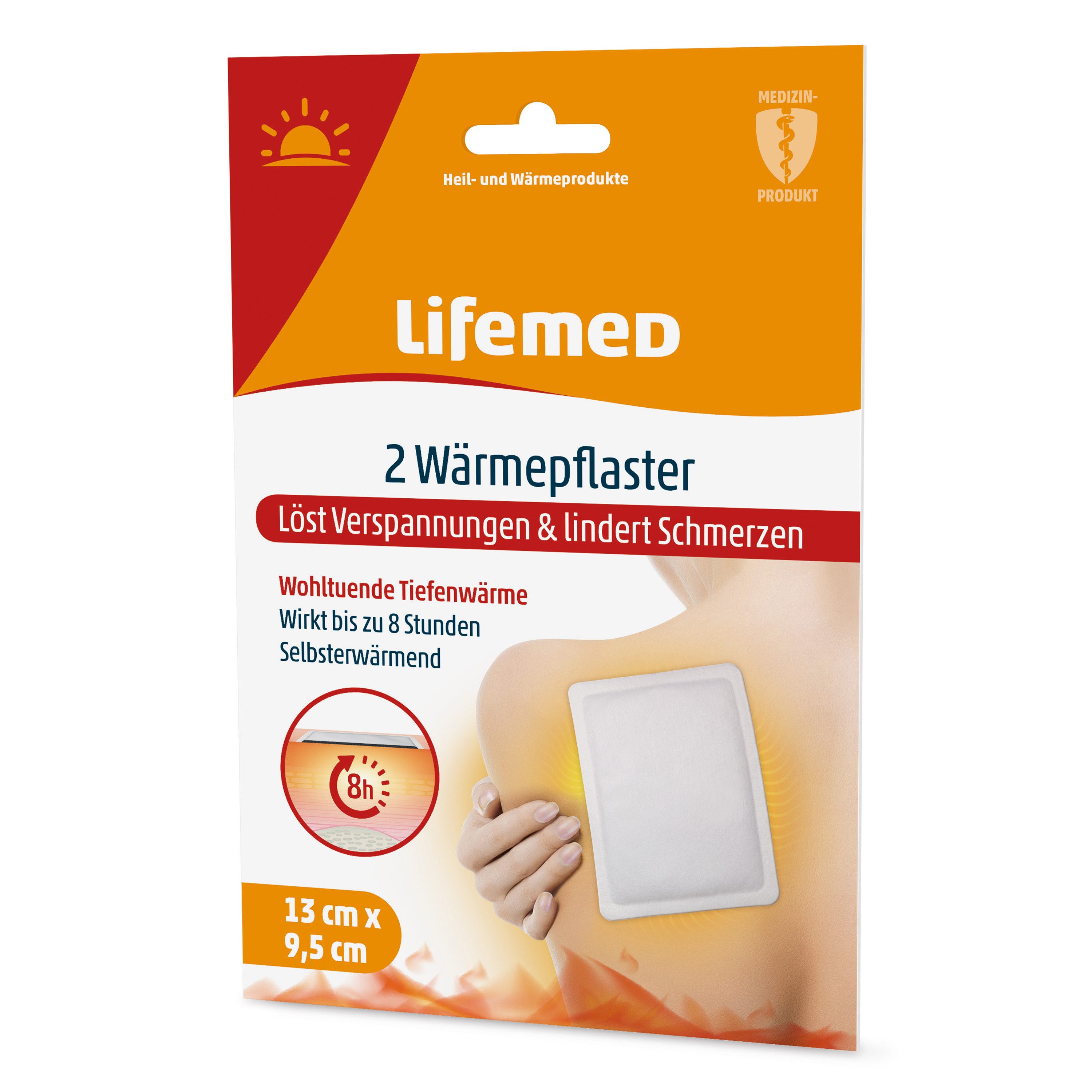LifeMed Wärmepflaster Lifemed Wärmepflaster 13 cm x 9,5 cm Weiß gegen Rückenschmerzen (2 St)