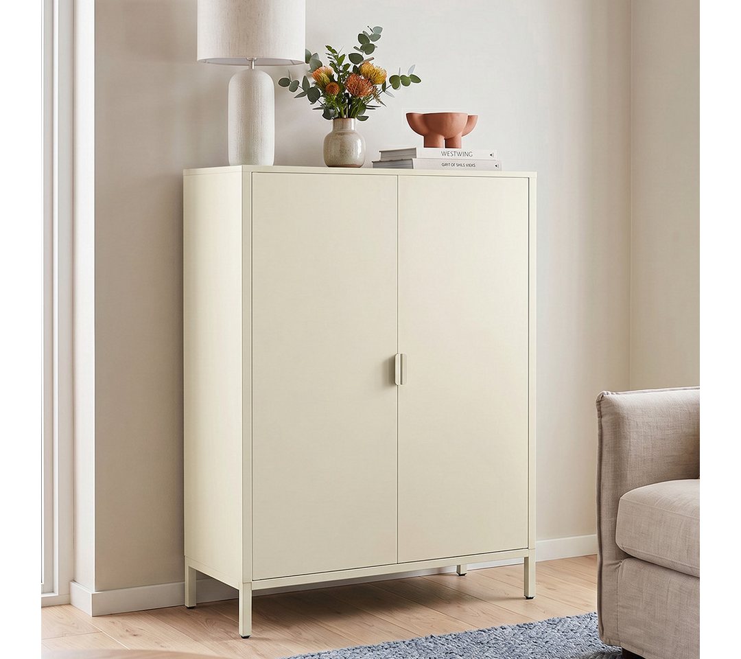 skølm Kommode Ituri aus Metall (Schwarz), Highboard mit 2 Einlegeböden, höhenverstellbare Füße