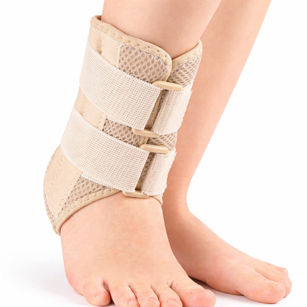 COOL-i ® Sprunggelenkbandage Knöchelbandage mit Federstreben & Klettverschluss, verstellbare Fußgelenkstütze für Sport & Alltag