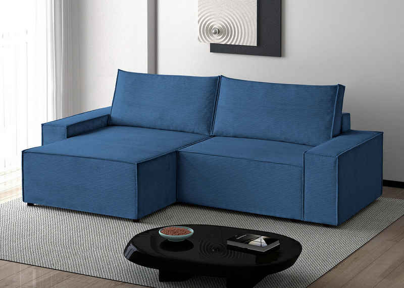 Beautysofa Ecksofa komfortable Zimmerecke San Remo mit gestreiftem Stoff