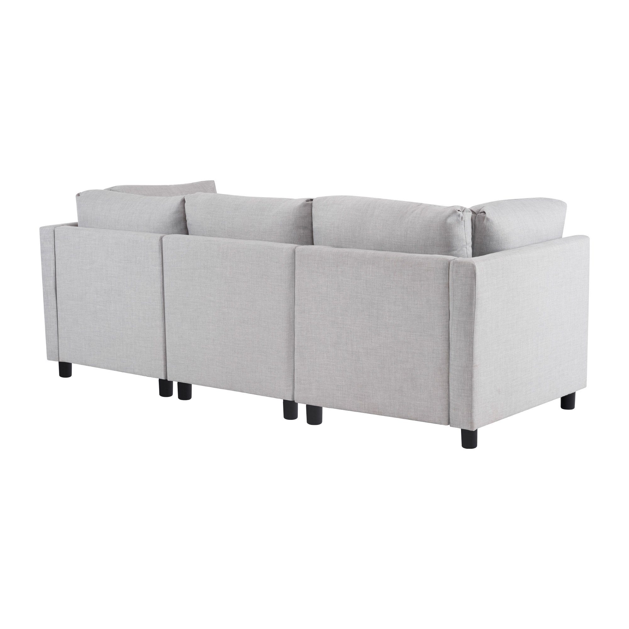 Couch Leinenbezug, mane, Sofagarnitur Ecksofa modulare Kissen, Hellgrau mit mit mit 3-Sitzer abnehmbaren Merax