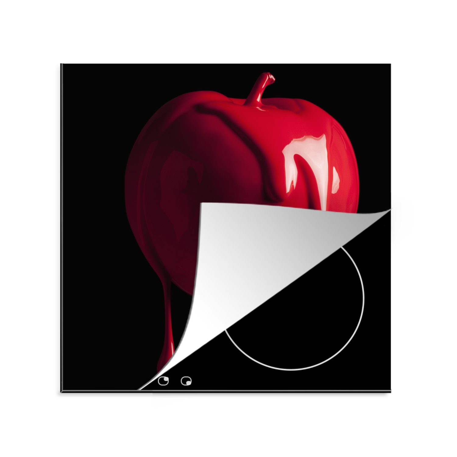 MuchoWow Herdblende-/Abdeckplatte Rot lackierter Apfel, Vinyl, (1 tlg), 78x78 cm, Ceranfeldabdeckung, Arbeitsplatte für küche