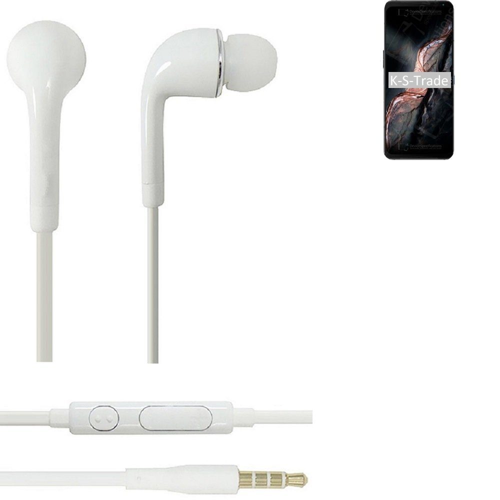 K-S-Trade für Lenovo Legion Y90 In-Ear-Kopfhörer (Kopfhörer Headset mit Mikrofon u Lautstärkeregler weiß 3,5mm)