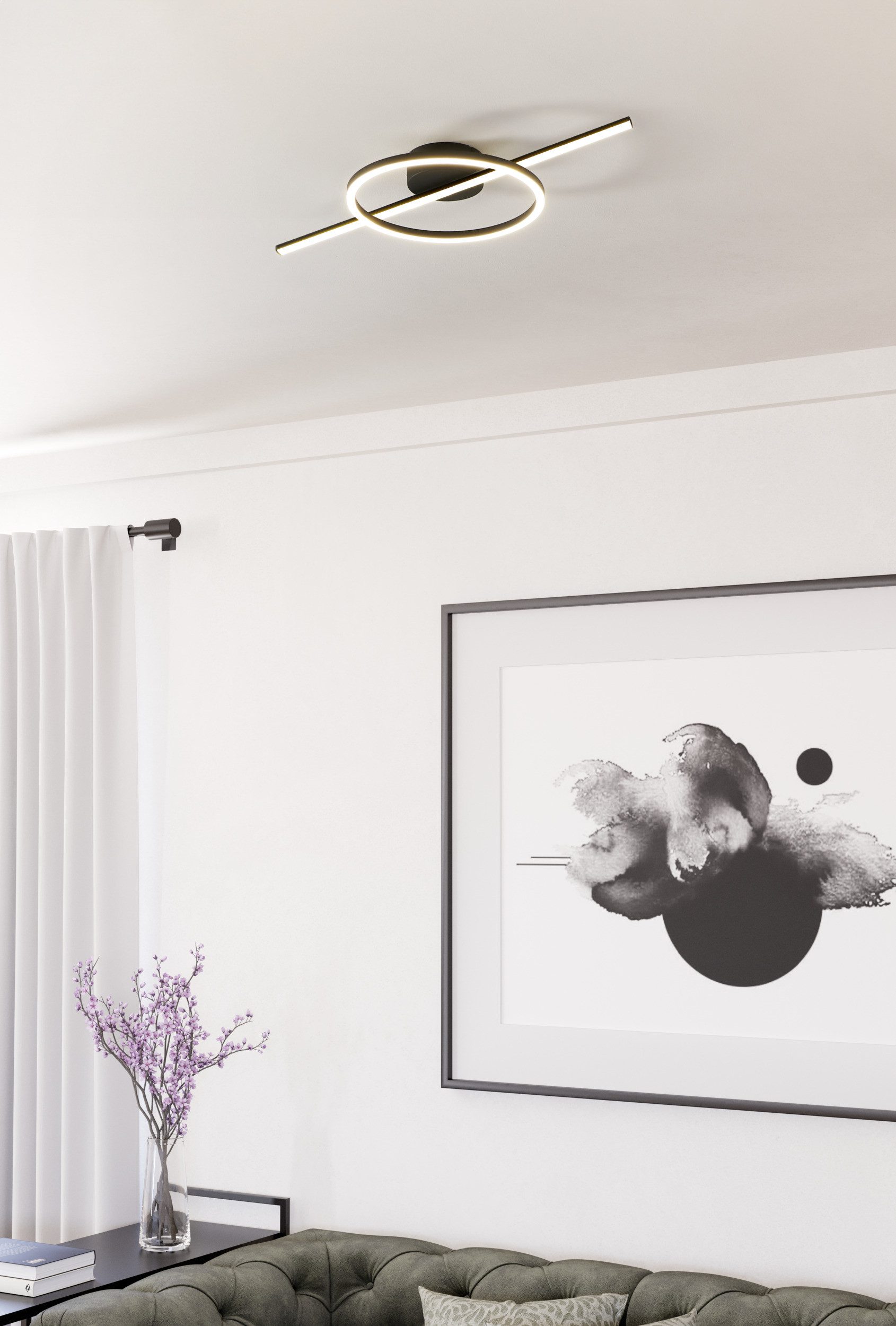 EGLO Deckenleuchte AGOSTINO Deckenlampe - Stahl, Kunststoff - LED - 19,5W - IP20, LED fest integriert, Kaltweiß, Neutralweiß, Warmweiß, Wohzimmerlampe, Esszimmerlampe, Flur, Schlafzimmer, L66 x B30 x H6 cm