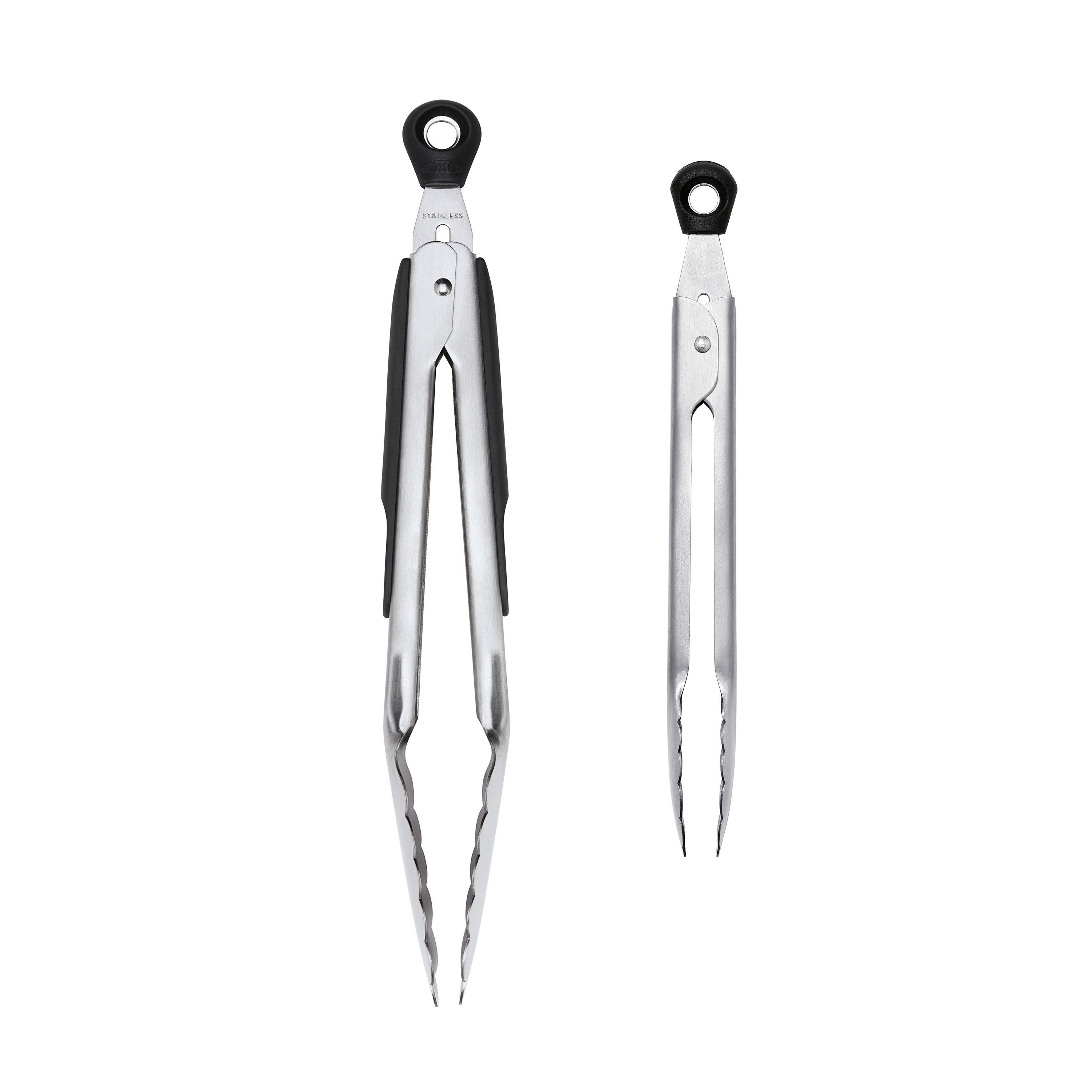 OXO Good Grips Kochzange OXO 2-teiliges Zangenset, die gezackten Edelstahlkanten sorgen für einen sicheren Griff