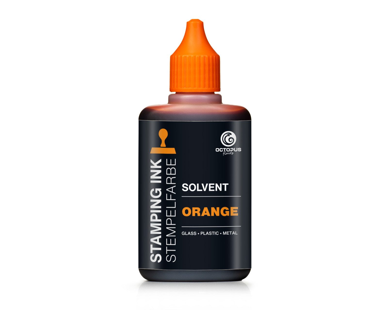 OCTOPUS Fluids Lenizett Solvent Stempelfarbe für glatte Untergründe, orange 50ml Stempelkissen (1-tlg., wasserfest)