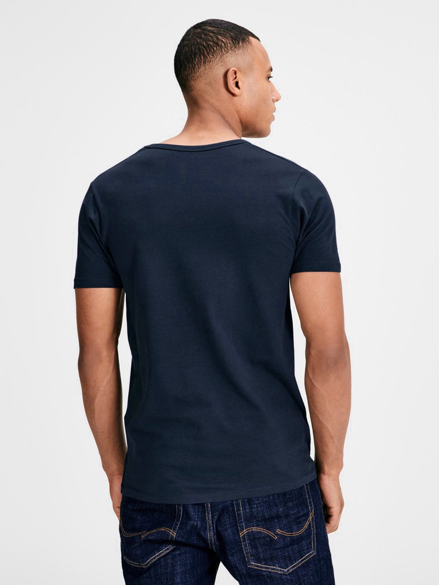 Jack & Jones T-Shirt Basic V-Neck (3-tlg., 3er Pack) etwas länger geschnitten, nicht zu kurz