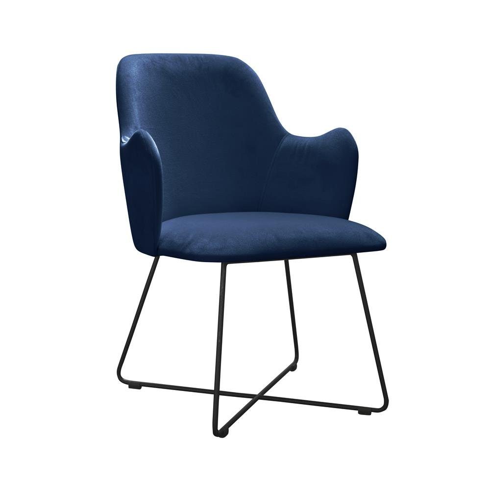 JVmoebel Stuhl, Sessel 4x Lounge Sessel Polstersessel Stuhl Wohnzimmer Restaurant Club Gruppe Blau