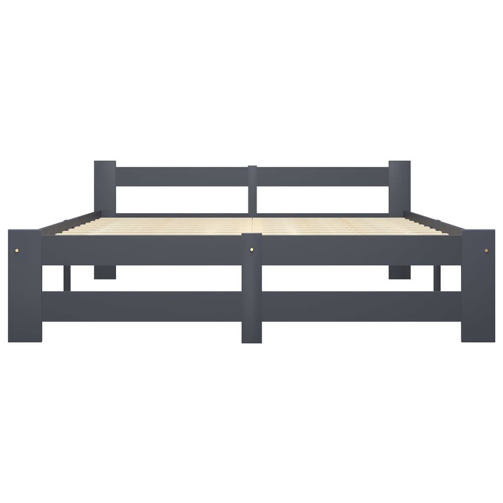 vidaXL Bett Massivholzbett Dunkelgrau Kiefer 140x200 günstig online kaufen