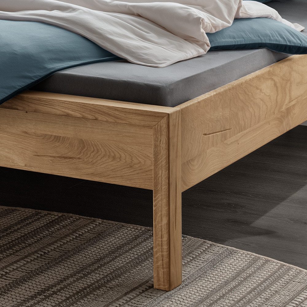 Lomadox Bettgestell AVELLINO-137, Massivholz Doppelbett Jugendbett Ehebett Gästebett 200x200 cm in Eiche