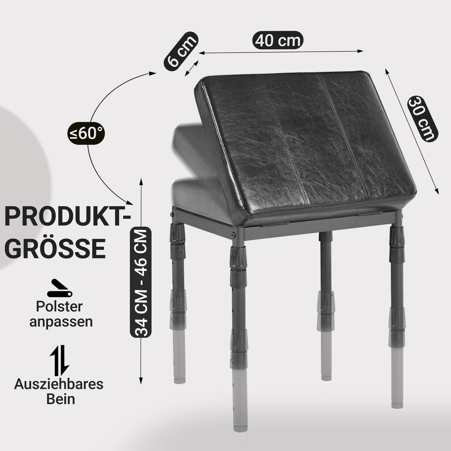 LuxusKollektion Fußhocker Verstellbare Fußstütze Schwarz Kunstleder (1 St)