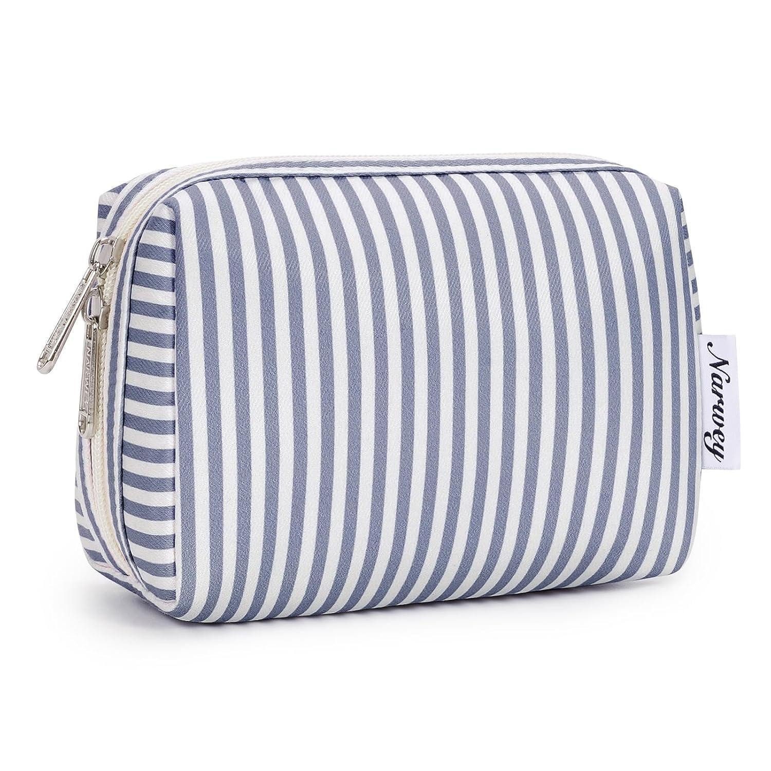 LuxusKollektion Kosmetiktasche Schminktasche Kosmetiktasche Damen Reise Streifen Graublaue Streifen S