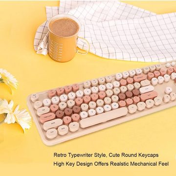 ciciglow Folientastatur-Design mit Retro-Schreibmaschinenstil Tastatur- und Maus-Set, mit Ergonomischer Komfort, mechanisches Flair, Plug-and-Play Komfort