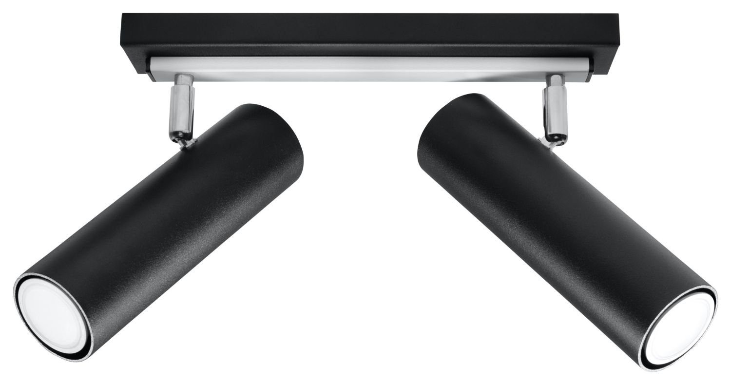 Licht-Erlebnisse Deckenstrahler DUCCIA, ohne Leuchtmittel, Deckenlampe Schwarz Metall L:30cm 2x GU10 Wohnzimmer Flur Küche