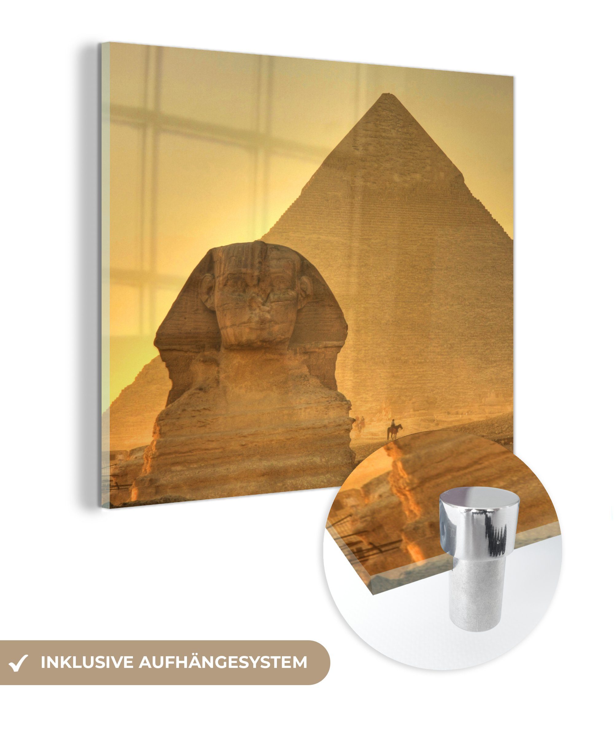 MuchoWow Acrylglasbild Sphinx von Gizeh am Abend, (1 St), Glasbilder - Bilder auf Glas Wandbild - Foto auf Glas - Wanddekoration