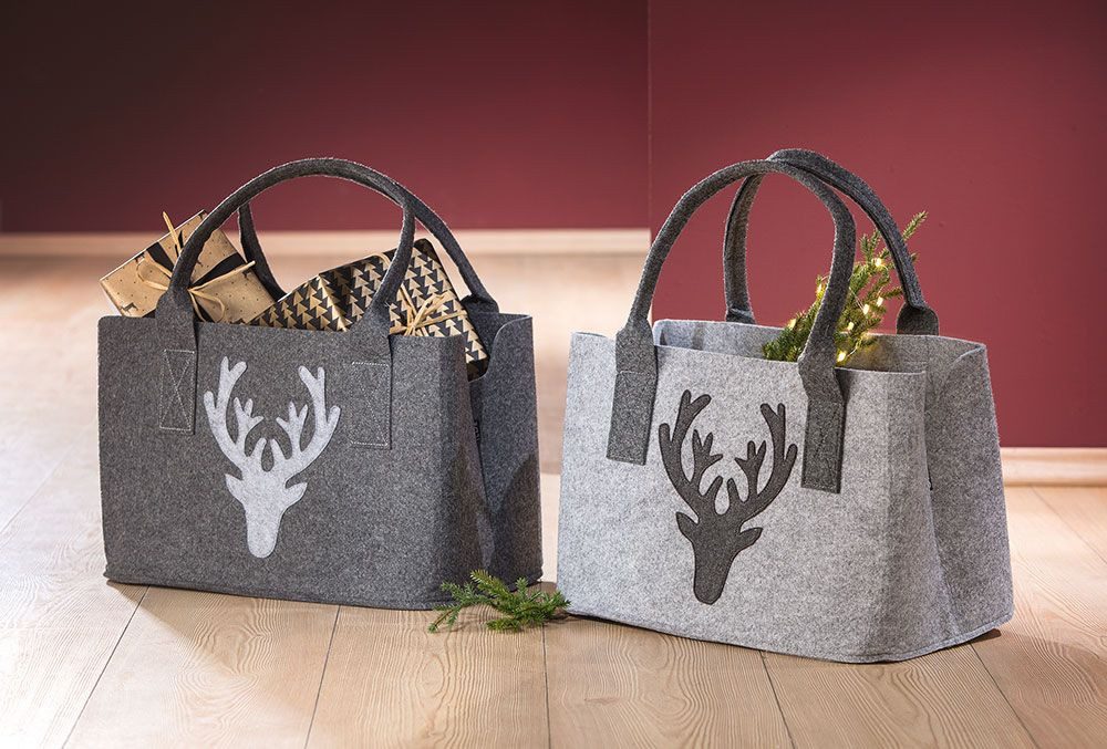 GILDE Dekoobjekt Filztasche in Dunkelgrau oder grau HIRSCH Shopper