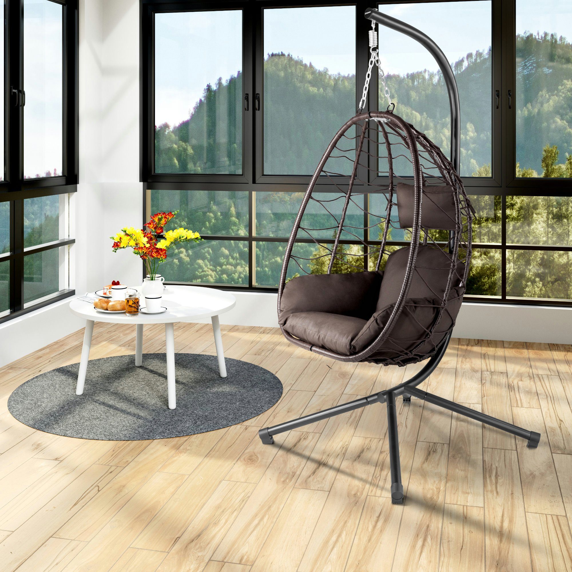 HinHocker Hängesessel Hängesessel mit Gestell, Braun, günstig online kaufen