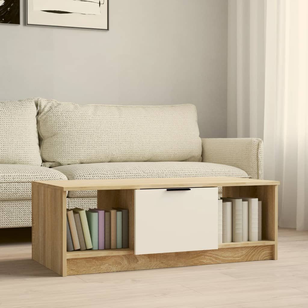 vidaXL Couchtisch Couchtisch Weiß und Sonoma-Eiche 102x50x36 cm Holzwerkstoff (1-St) Weiß und Sonoma-Eiche | Weiß und Sonoma-Eiche